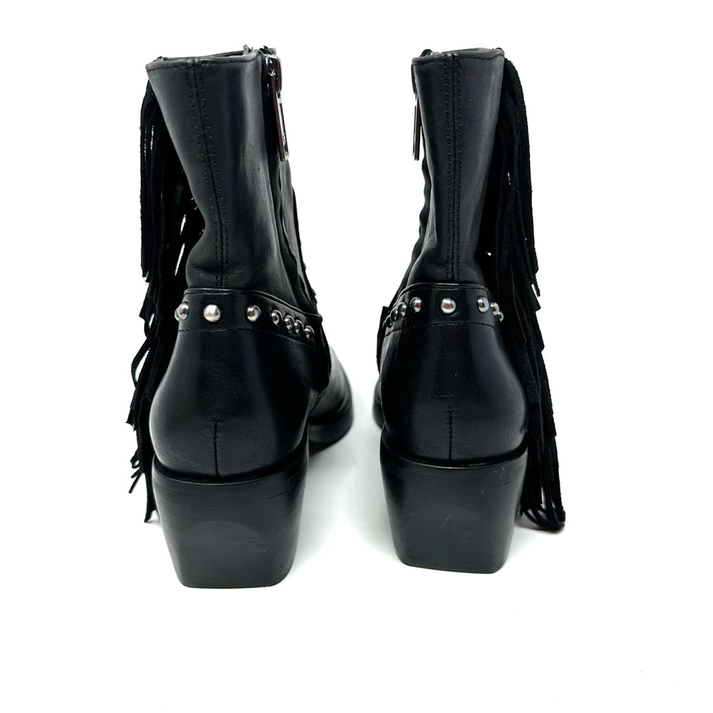 Sam Edelman size 5 black ankle‎ boots booties fringe studded side zip Bernie - Picture 5 of 11